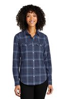 Port Authority® Women's Long Sleeve Ombre Plaid Shirt LW672