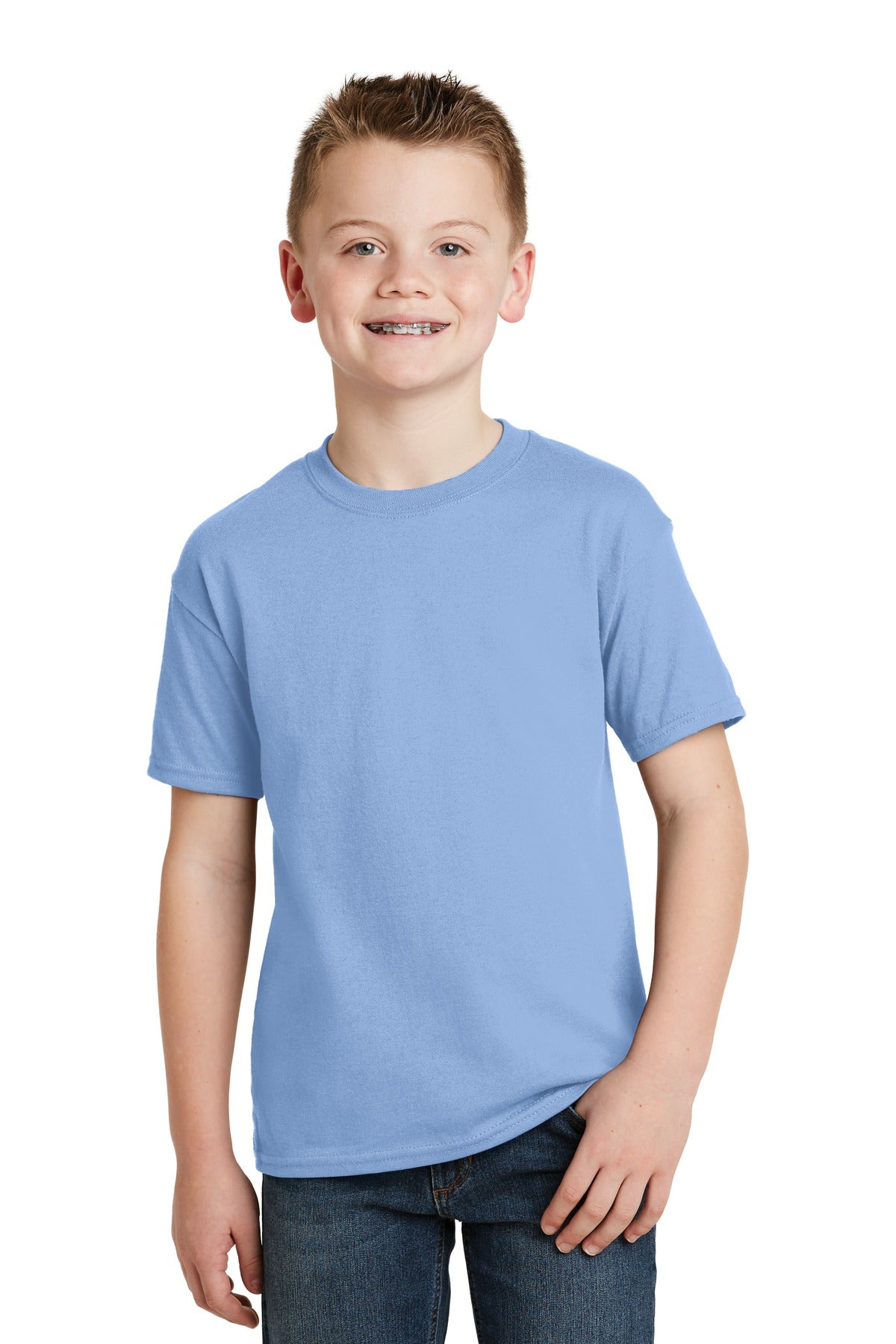 Hanes Youth EcoSmart T-Shirt - 50/50 Cotton/Poly Blend, Tagless, Small, Lime Green