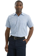 Red Kap® Long Size, Short Sleeve Striped Industrial Work Shirt. CS20LONG