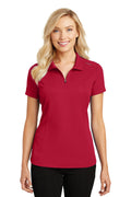 Port Authority® Women's Pinpoint Mesh Zip Polo. L580