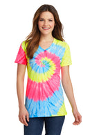 Port & Co™ Women's Tie-Dye V-Neck Tee.  LPC147V