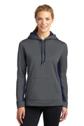 Sport-Tek® Ladies Sport-Wick® Fleece Colorblock Hooded Pullover. LST235
