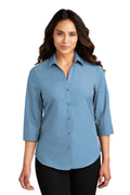 Port Authority® Women's 3/4-Sleeve Carefree Poplin Shirt. LW102