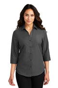 Port Authority® Women's 3/4-Sleeve Carefree Poplin Shirt. LW102