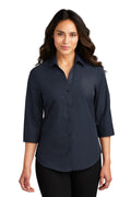 Port Authority® Women's 3/4-Sleeve Carefree Poplin Shirt. LW102