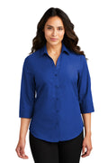 Port Authority® Women's 3/4-Sleeve Carefree Poplin Shirt. LW102